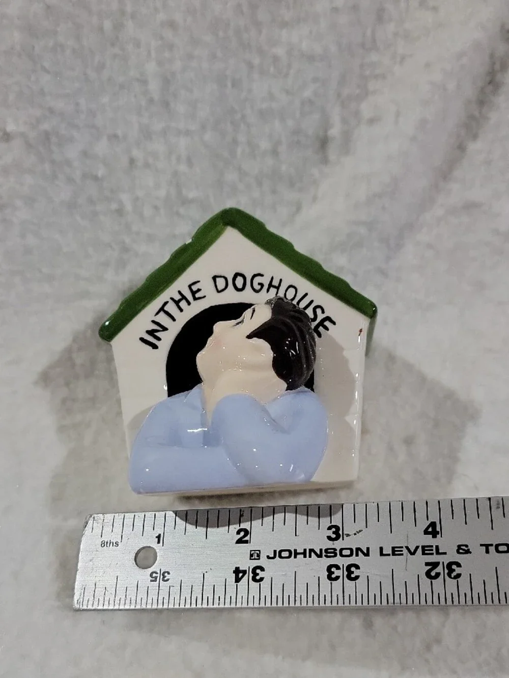 Salt And Pepper Shaker Ceramic Pair - 'In The Doghouse' & Pink Robe Lady